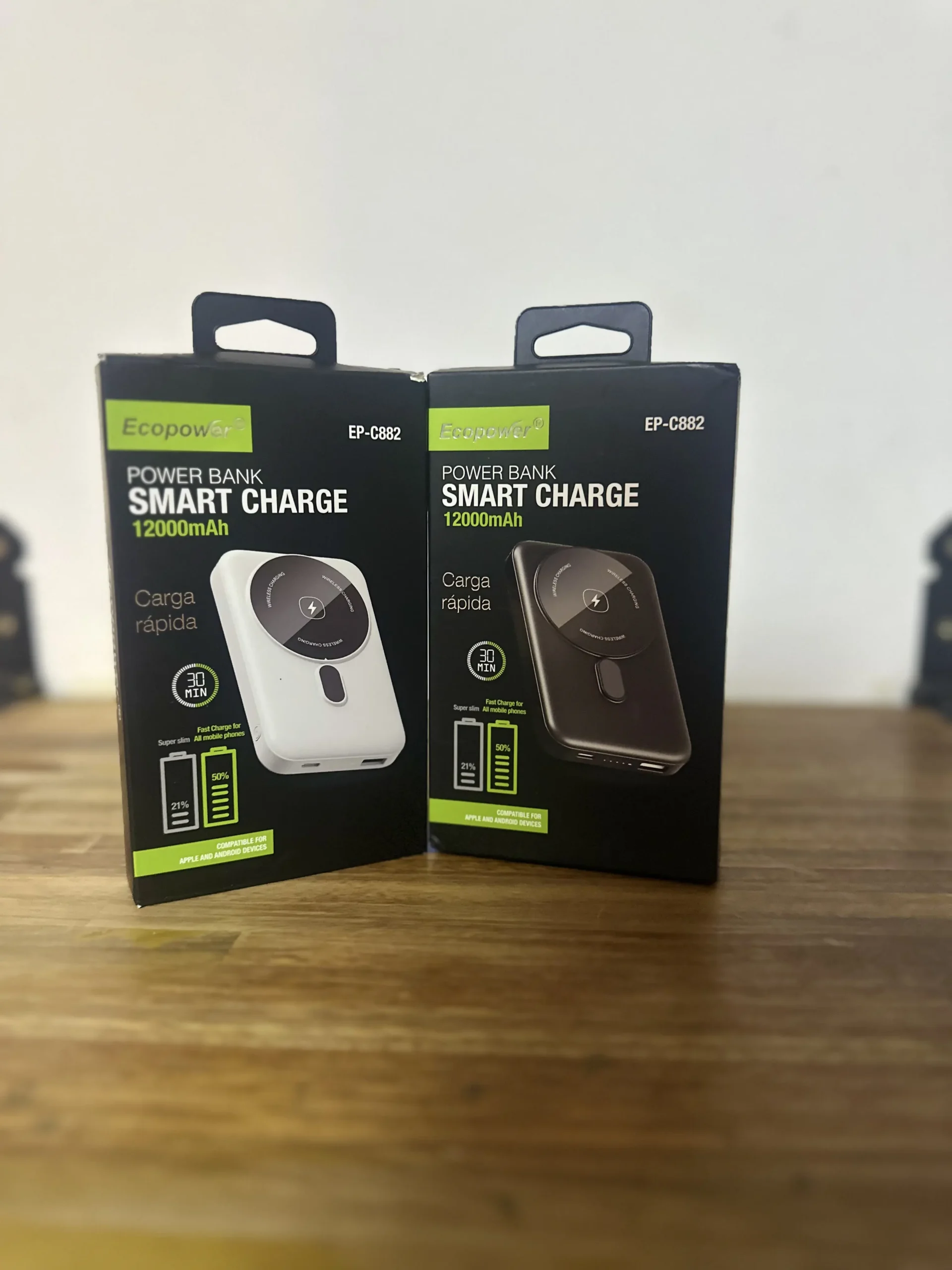 Cargador Portátil Inalámbrico Magnético Powerbank - 12000 Mah - Color Negro